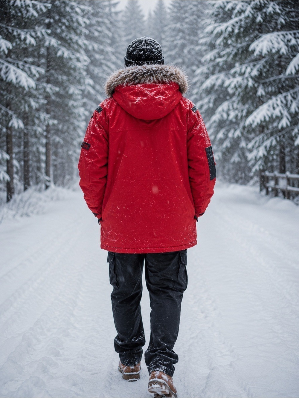 NOIZE Red Unisex Weather Guard Vegan Canadian🇨🇦 Winter Coat M-XL Ptp26in L32in - Picture 2 of 16